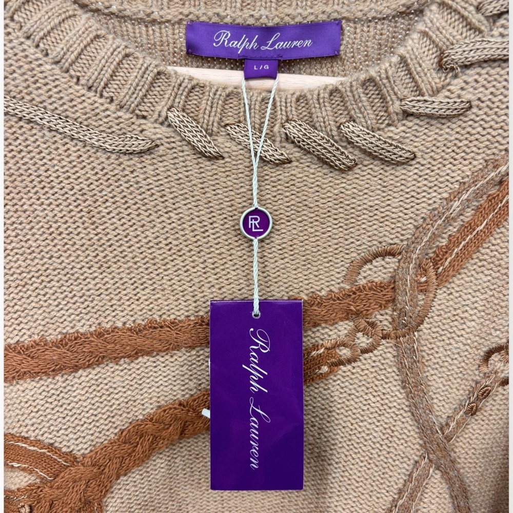 NWT Ralph Lauren Collection Bridle Crewneck Wool Jumper Purple Label Size Large - Picture 11 of 15